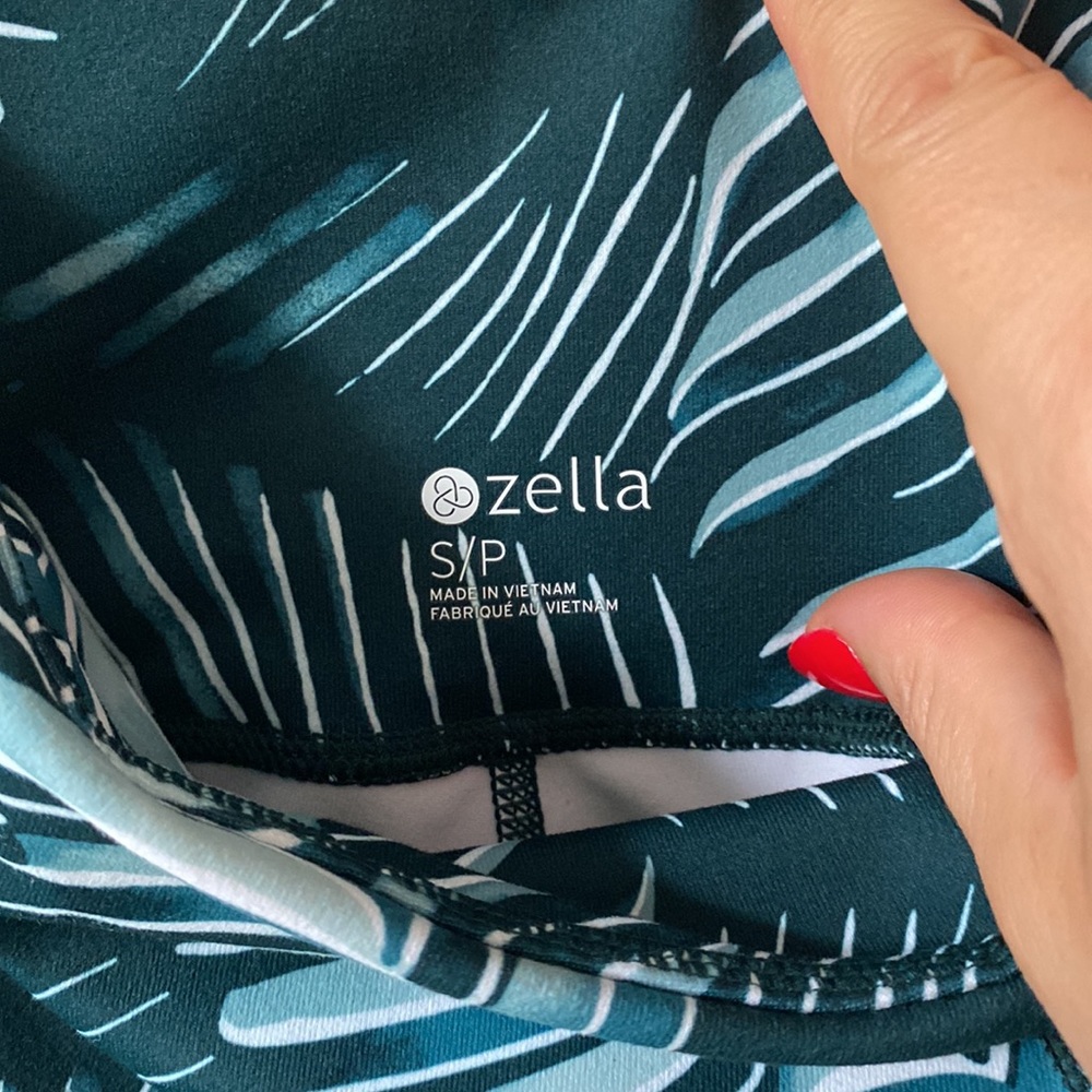 Zella botanical print green teal athletic crop pants size S - Picture 7 of 7
